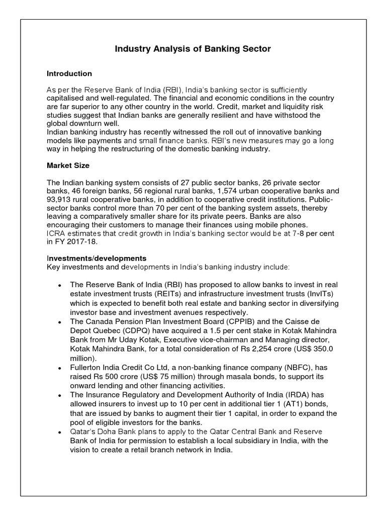 Banking Sector Analysis India 2017 | PDF | Reserve Bank Of India | Banks