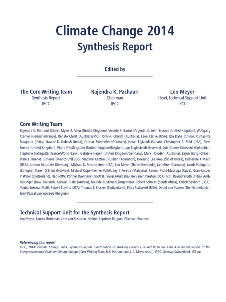 AR5 SYR FINAL Front Matters | PDF | Intergovernmental Panel On Climate ...