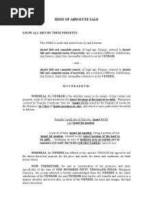 Deed of Absolute Sale - A Sample