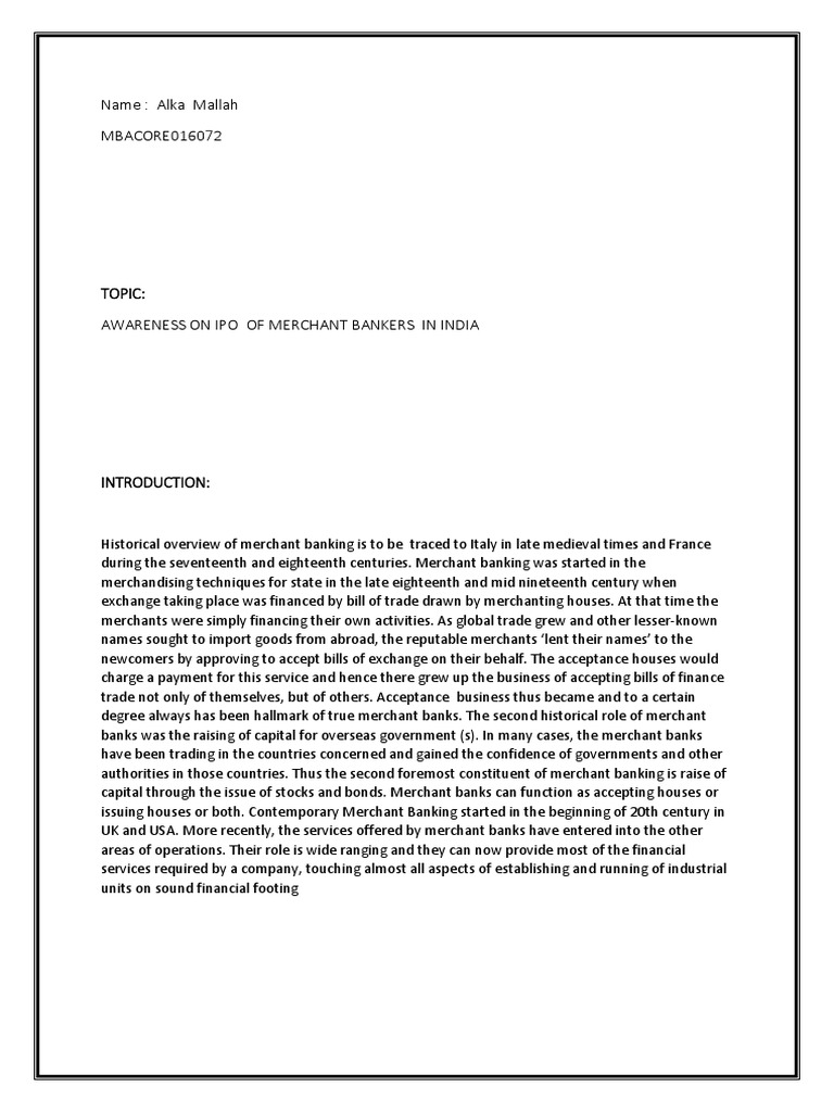 Final Research Project Pdf Initial Public Offering Banks