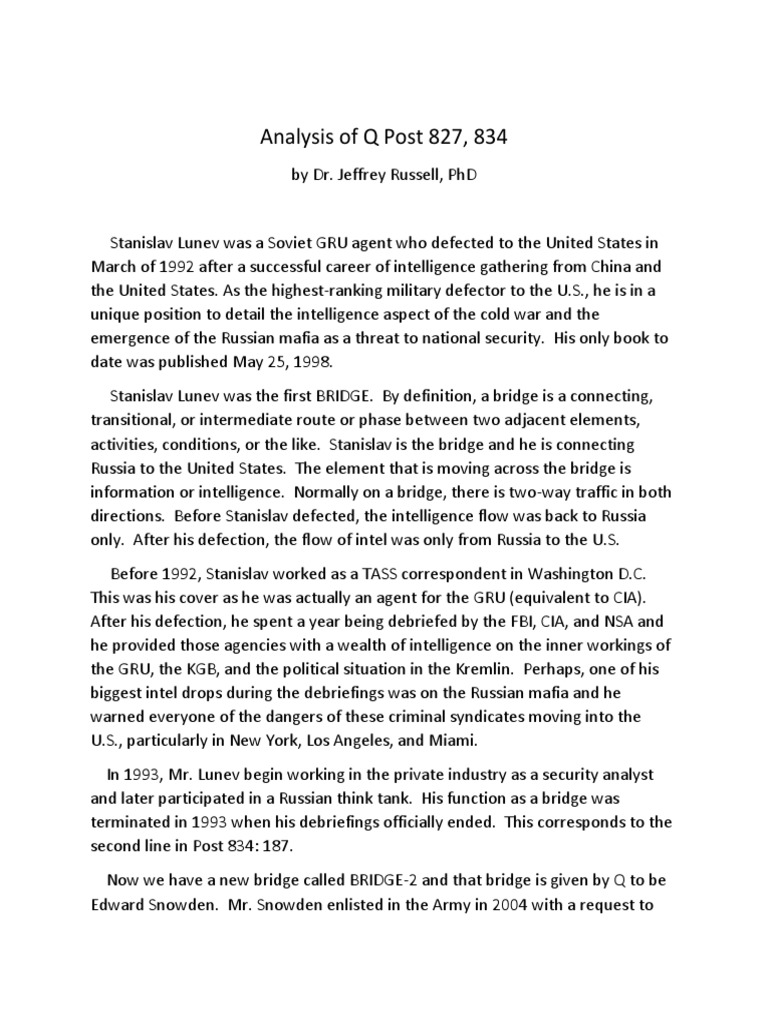 Analysis of Q Post 827, 834 | PDF | Edward Snowden | Central ...