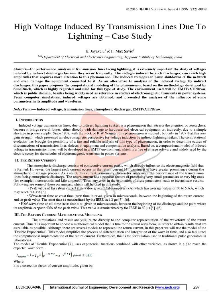 High Voltage Induced by Transmission Lines Due To Lightning - Case ...