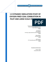 1 D Dynamic Simulation Study of Oxygen Fired Coal Combustion in Pilot and Large Scale CFB Boilers
