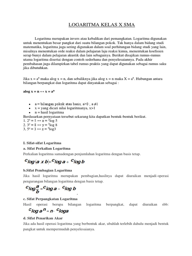 Logaritma Kelas 10