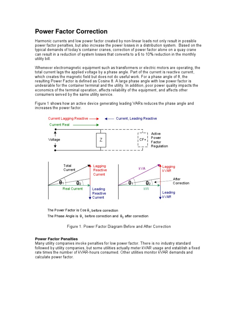 Power Factor Correction Current Lagging Reactive PDF Manufactured