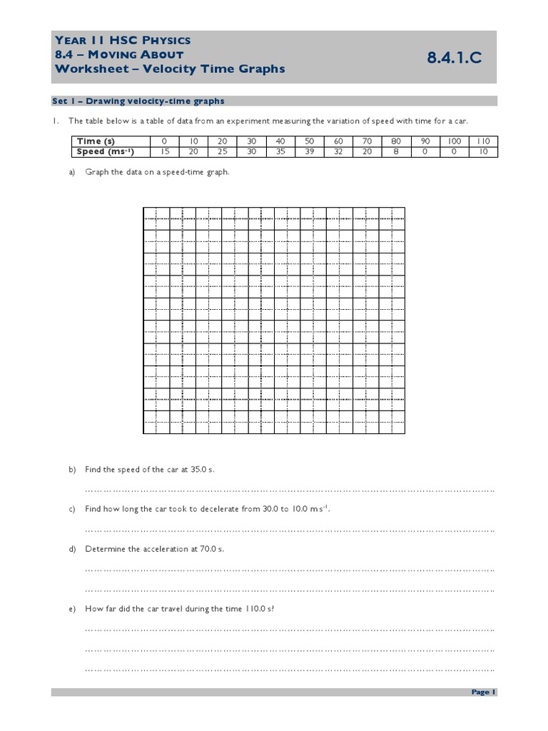 841c Velocity Time Graphs Pdf Acceleration Spacetime