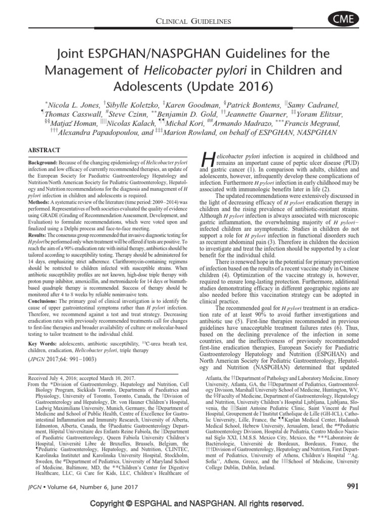 Joint ESPGHAN NASPGHAN Guidelines for the.33 Infection Public Health