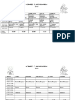 Horario clases 2018 escuela