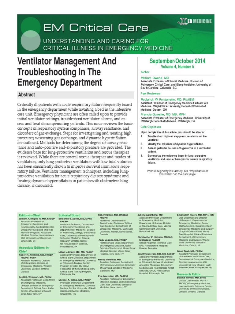 0914 Ventilator Troubleshooting Lung Intensive Care Medicine