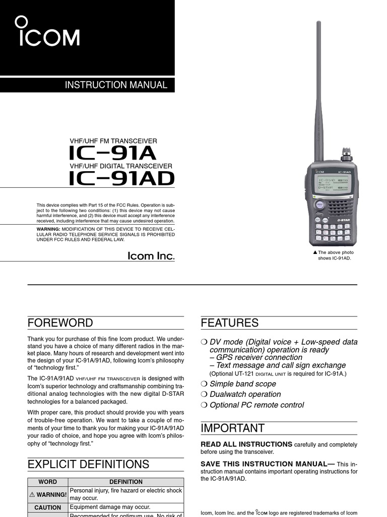 IC91A AD Instruction Manual PDF Battery Charger