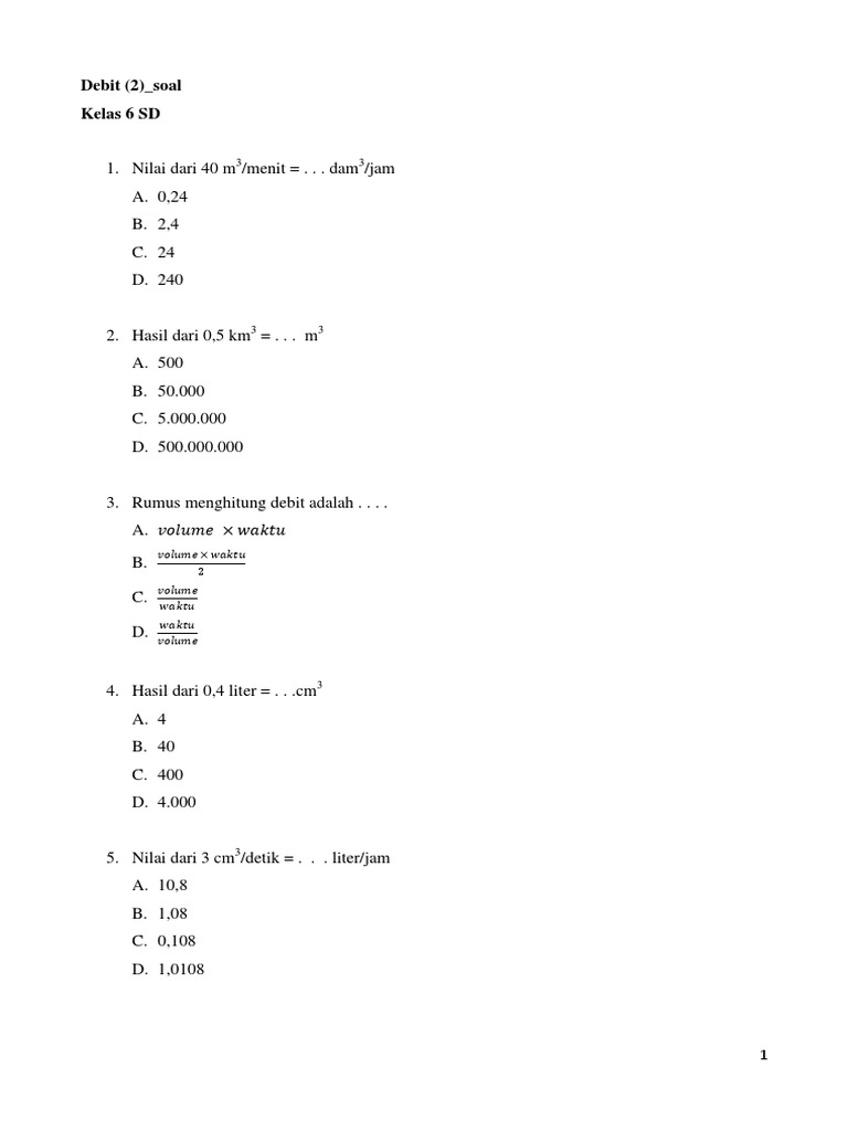 Debit Kelas Vi Sd 2