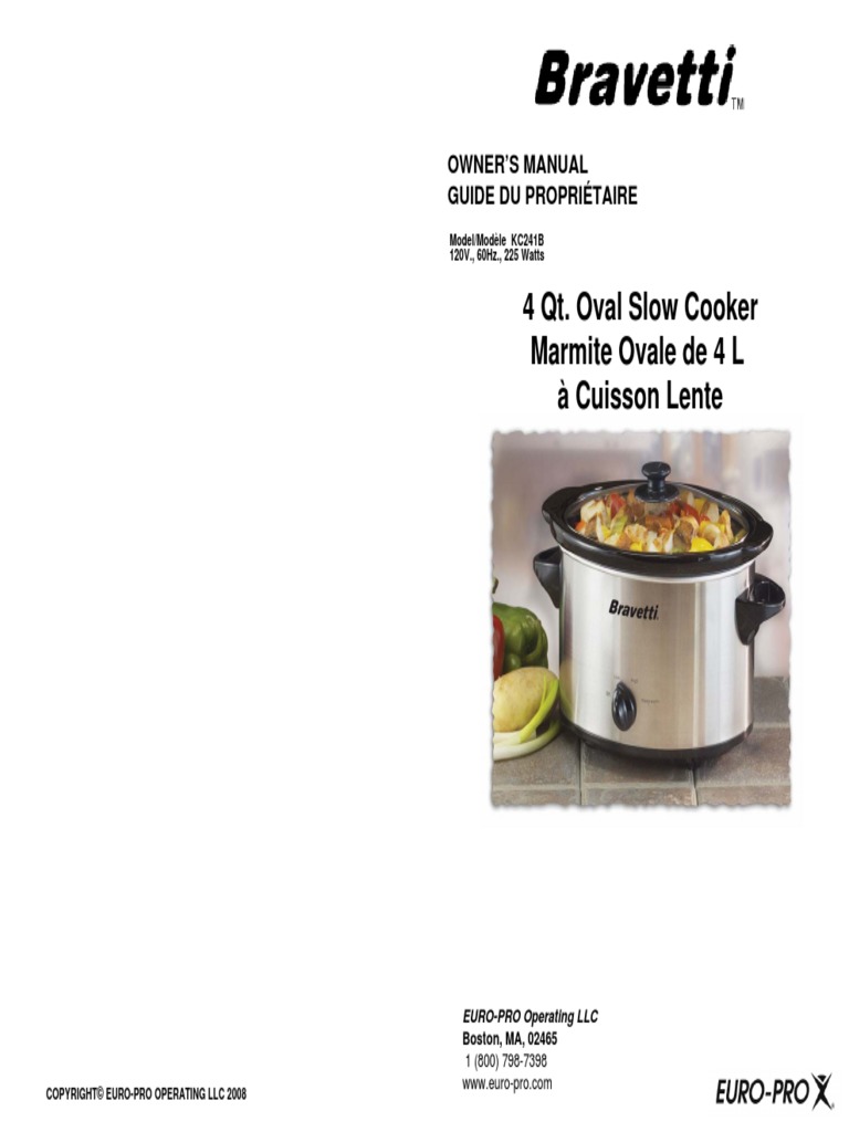 Bravetti Slow Cooker Kc241b User Manual | PDF | Slow Cooker | Cookware ...