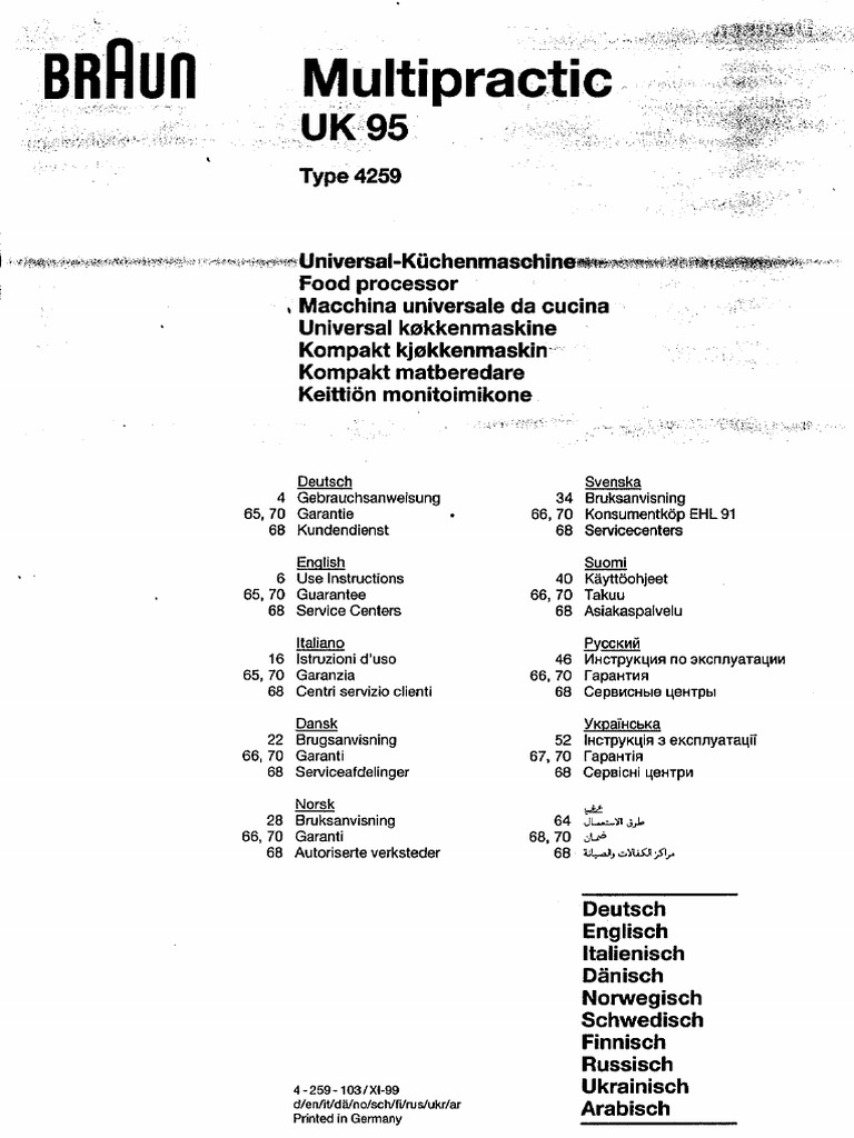 Udvalg guld Fremsyn Braun Multipractic Manual Model 4259 | PDF