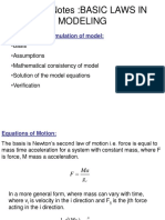 Lecture Notes:BASIC LAWS IN Modeling: Principles of Formulation of Model