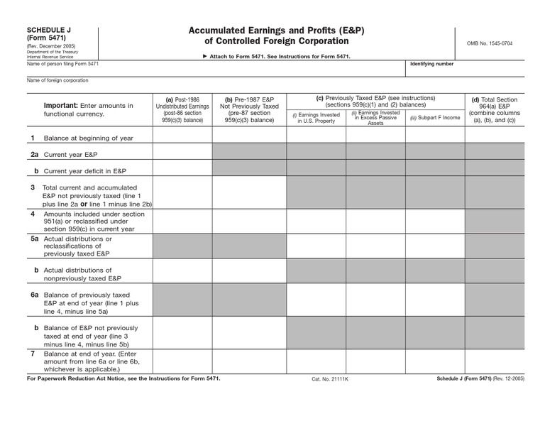 Accumulated Earnings and Profits Form 5471 | PDF
