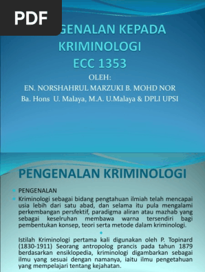 Pengenalan Kepada Kriminologi Pdf