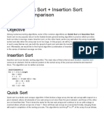 Hybrid Quick Sort + Insertion Sort - Runtime Comparison
