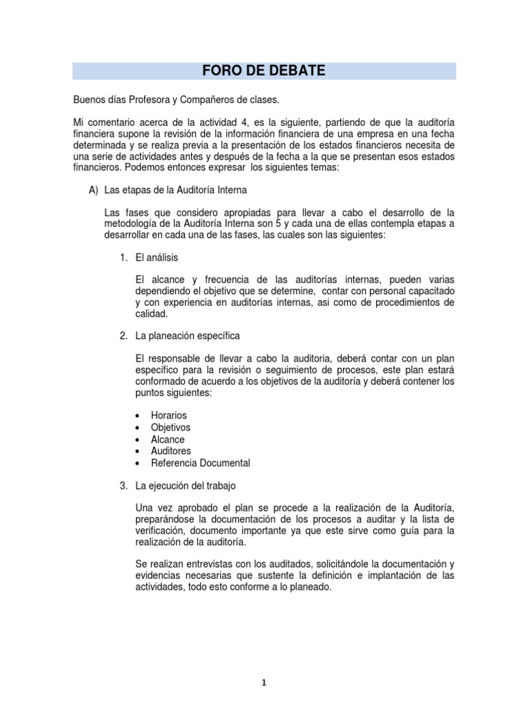 Etapas de la Auditoría Interna | PDF | Contralor | Auditoría