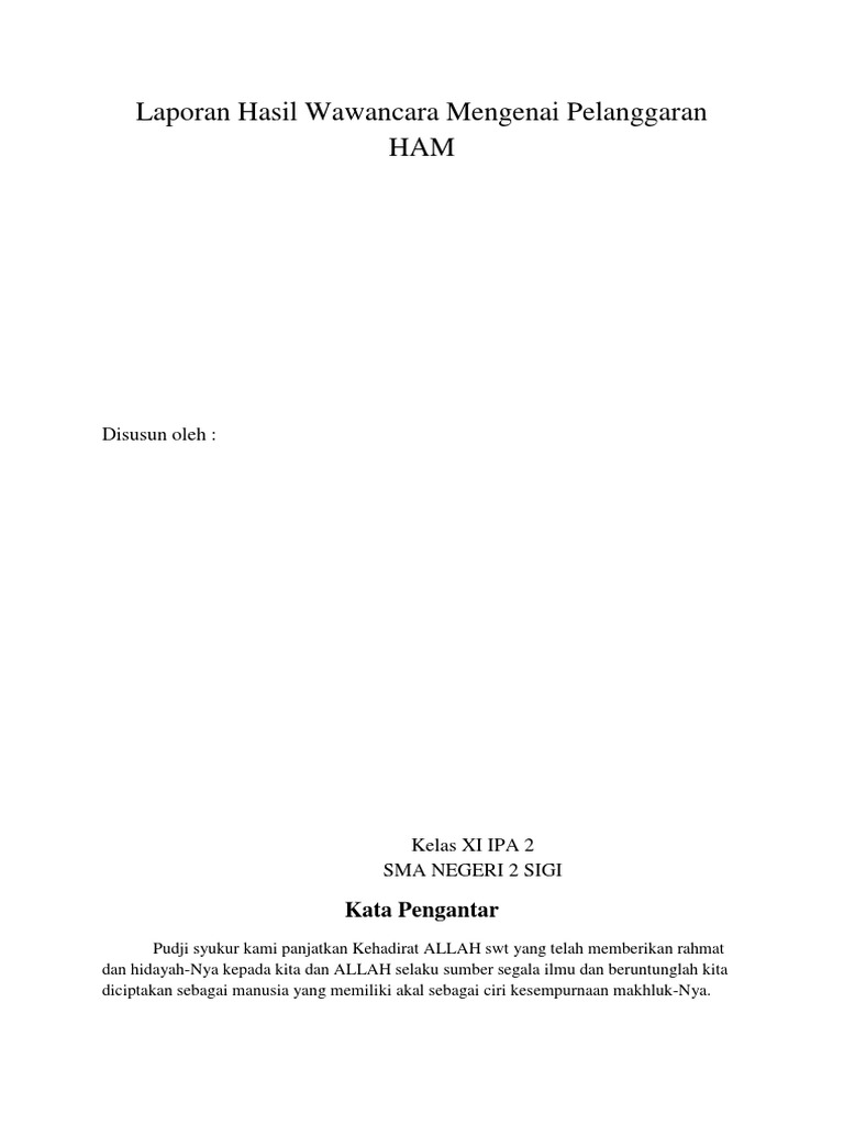 Contoh Kata Pengantar Laporan Hasil Wawancara - Kumpulan Contoh Laporan