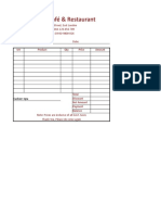 Restaurant Bill Format in Excel Free Download