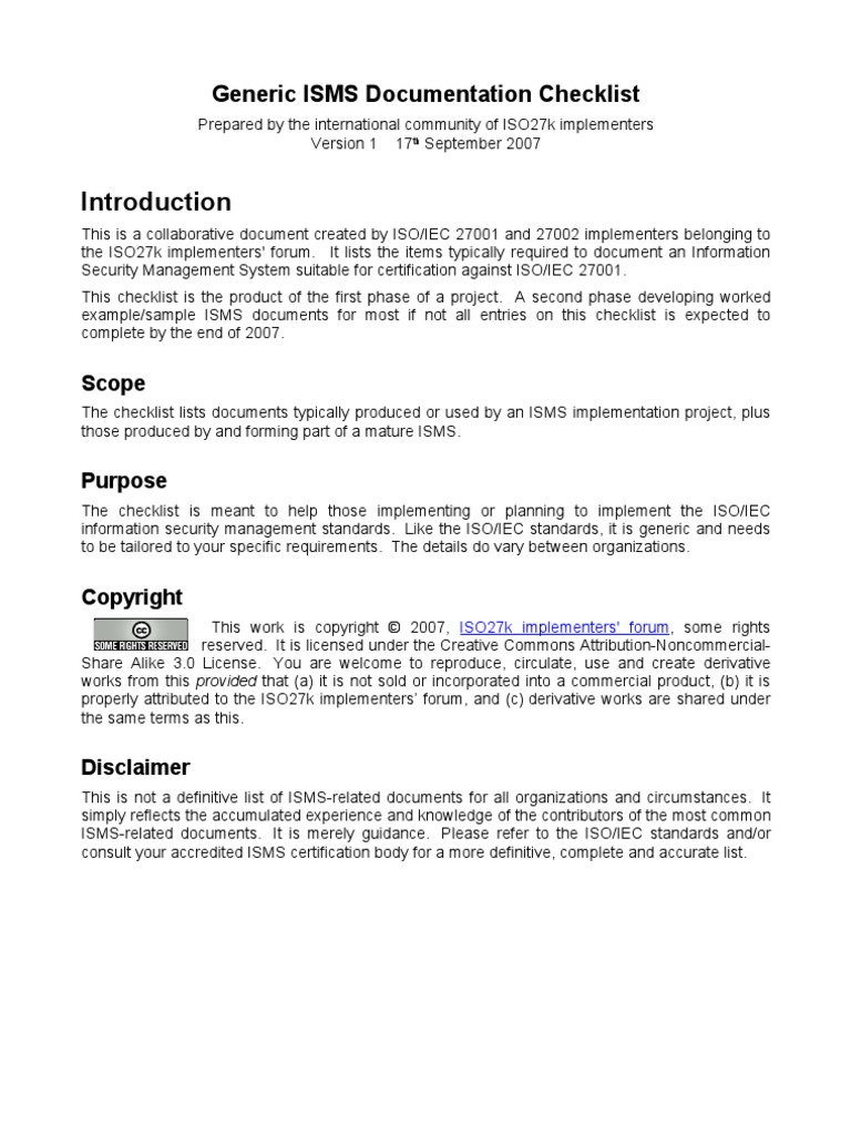 isms document example