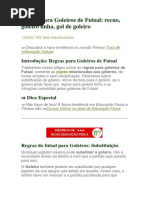 Regras Para Goleiros de Futsal