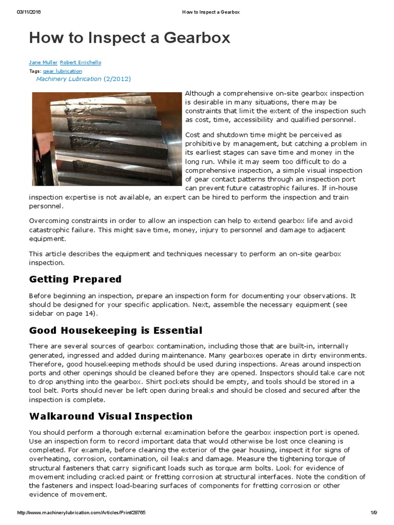 Gearbox Inspection Techniques Guide | PDF | Gear | Bearing (Mechanical)