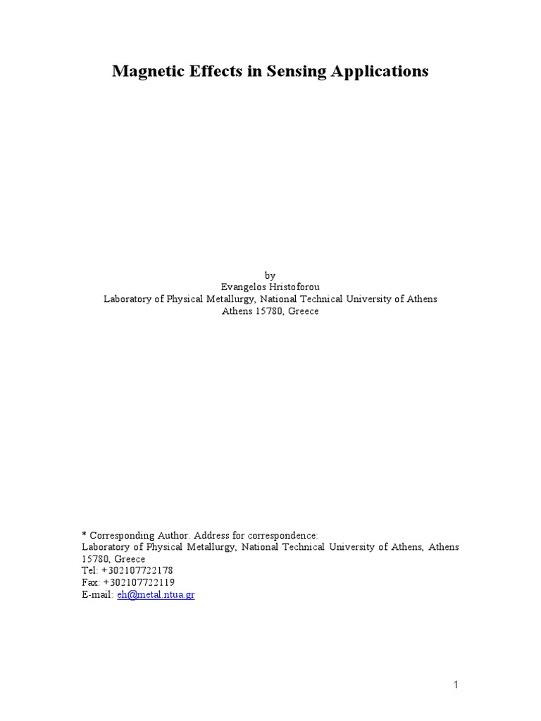 Magnetic Effects in Sensing Applications | PDF | Superconductivity ...