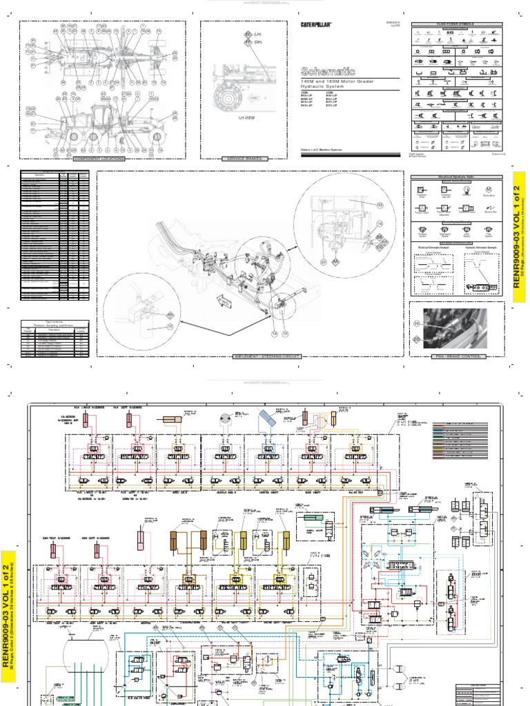Material Schematic Hydraulic System Motor Grader 140m 160m Caterpillar
