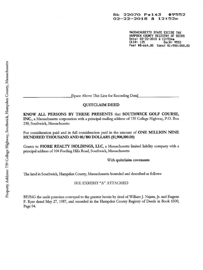 Southwick Country Club Deed PDF