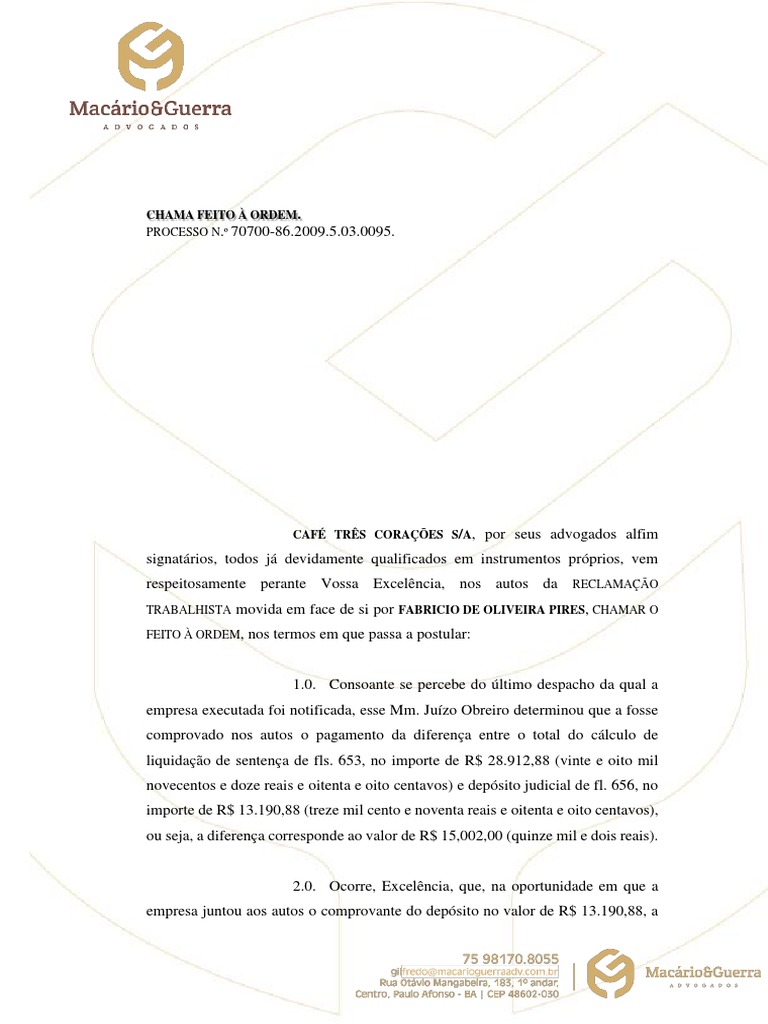 Chamamento Do Feito a Ordem