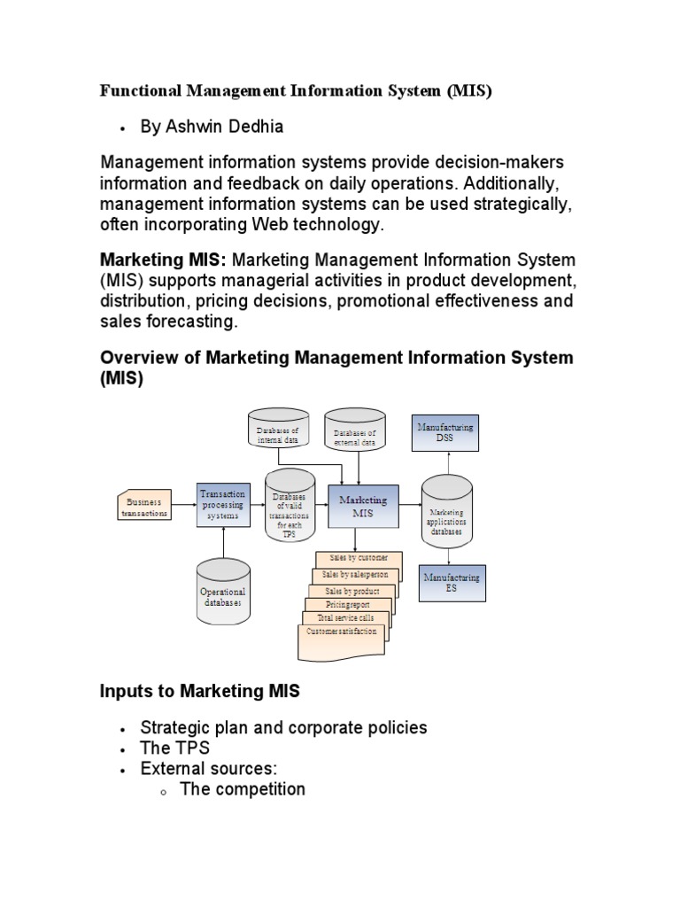 Overview of Functional MIS Systems | PDF | Inventory | Information System