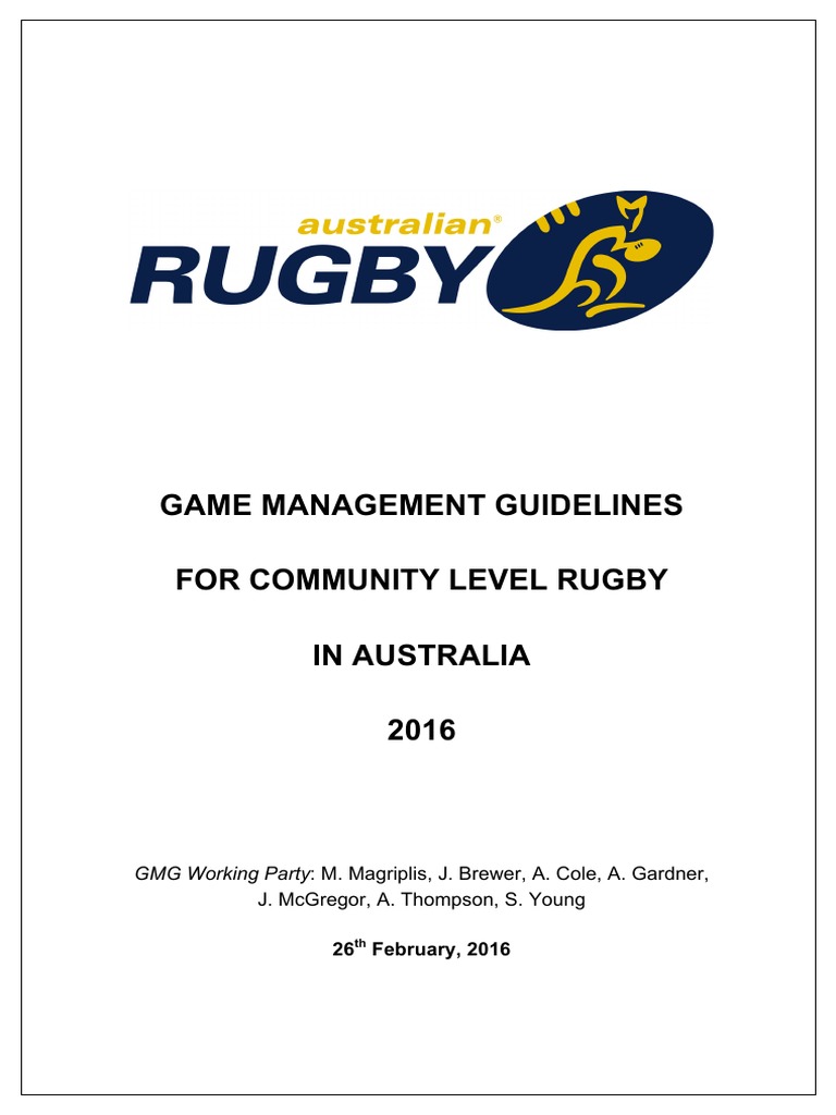 Game Management Guidelines 2016 PDF Rugby Football Football Codes