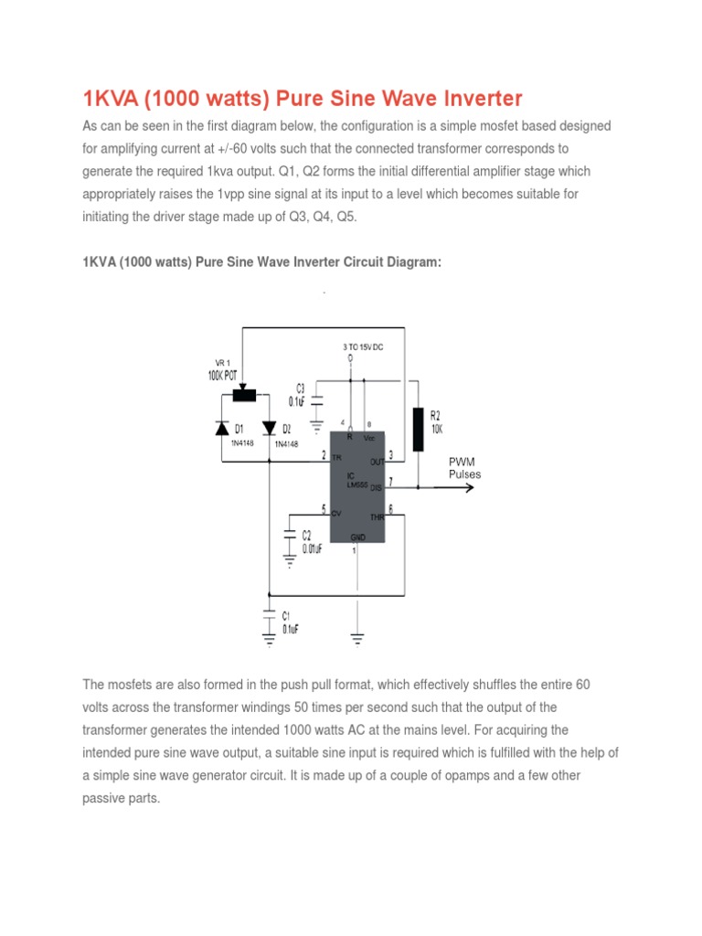 1000W Pure Sine Wave Inverter Circuit | PDF
