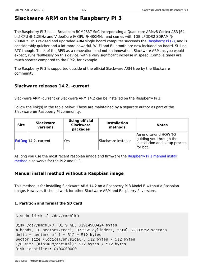 Slackware ARM Setup for RPi 3 | PDF | Raspberry Pi | Computer Hardware