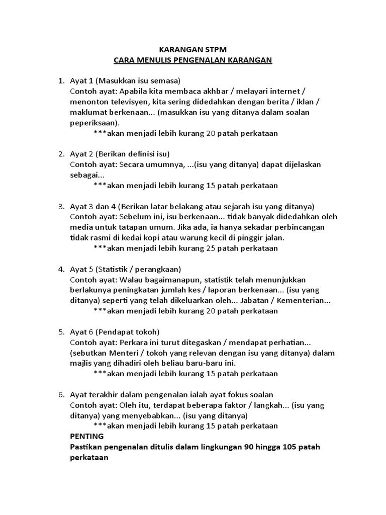 Cara Menulis Karangan Stpm Pdf