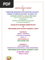 Project On Sharekhan Investors Behavior For Investing in Equity Market in Various Sector