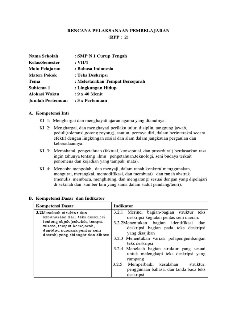 Rpp 1 Deskripsi 3 2 4 2 Pdf