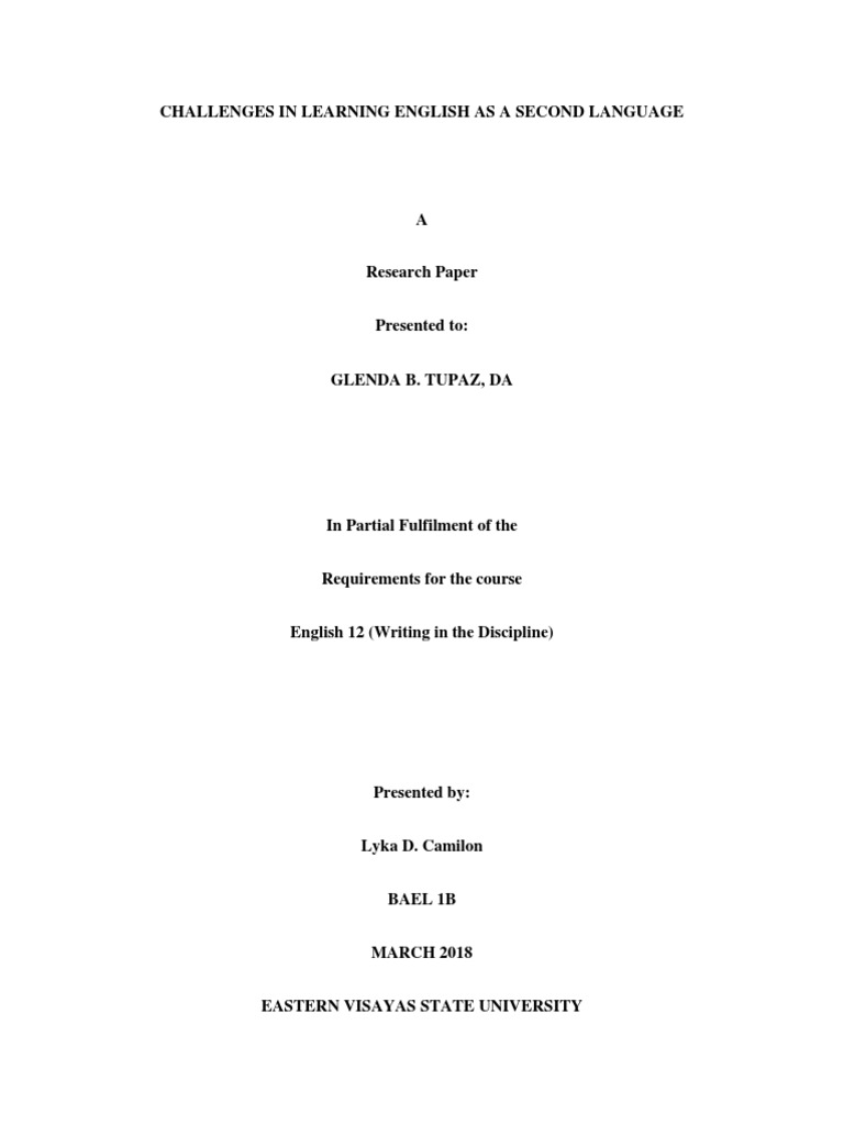 Challenges in Learning English as a Second Language | PDF | Second ...