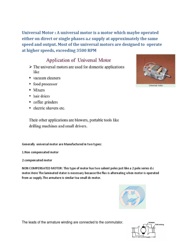 Universal Motor | PDF | Electric Motor | Components