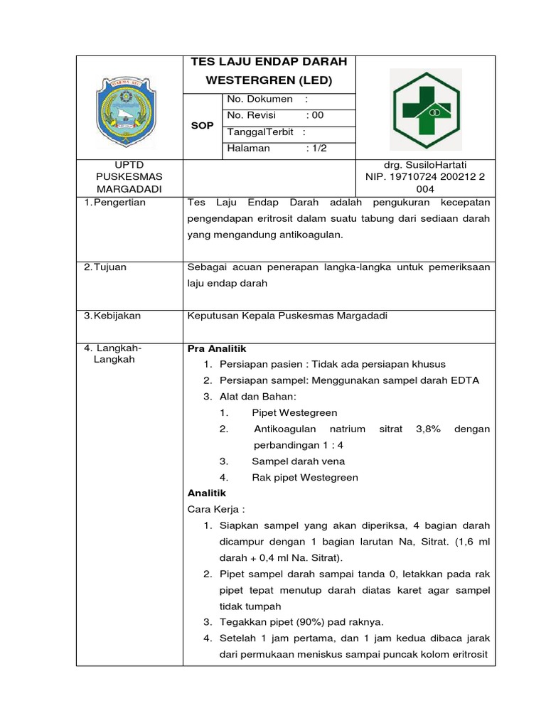 Tes Laju Endap Darah Westergren (Led) | PDF | Pengembangan Diri ...