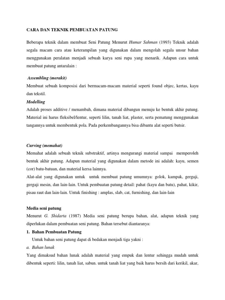 Cara Dan Teknik Pembuatan Patung | PDF
