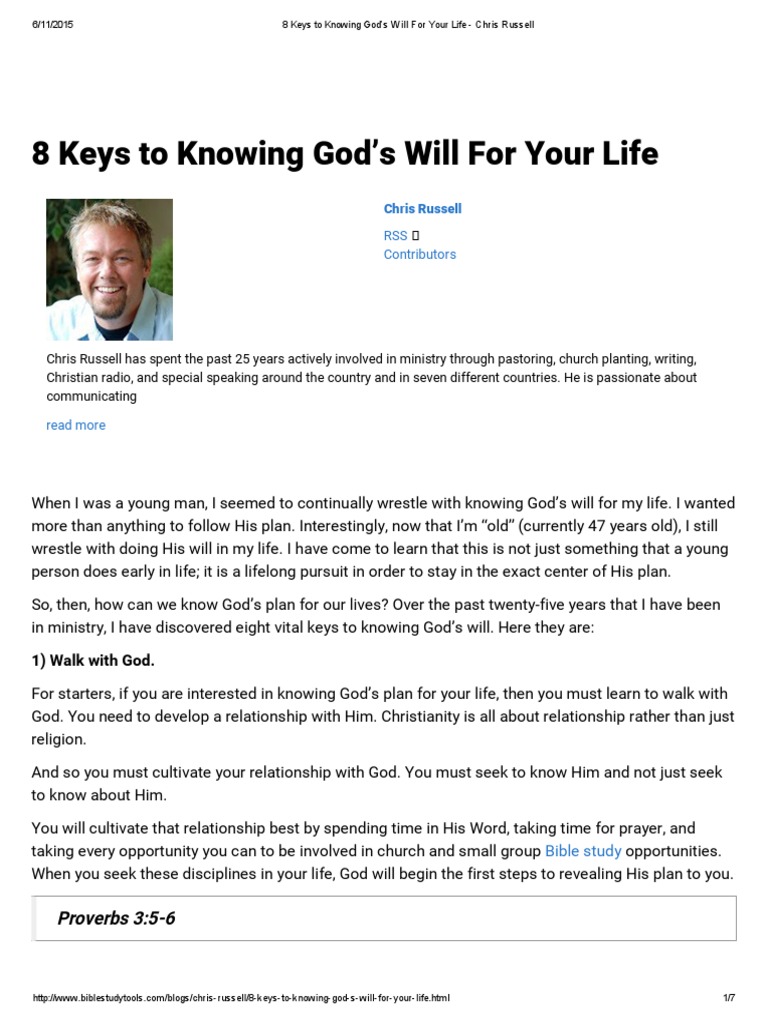 8 Keys To Knowing God's Will For Your Life - Chris Russell | PDF ...