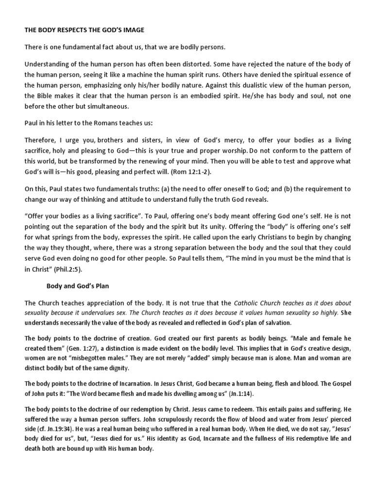 Understanding the Theology of the Body | PDF | God In Christianity | Jesus