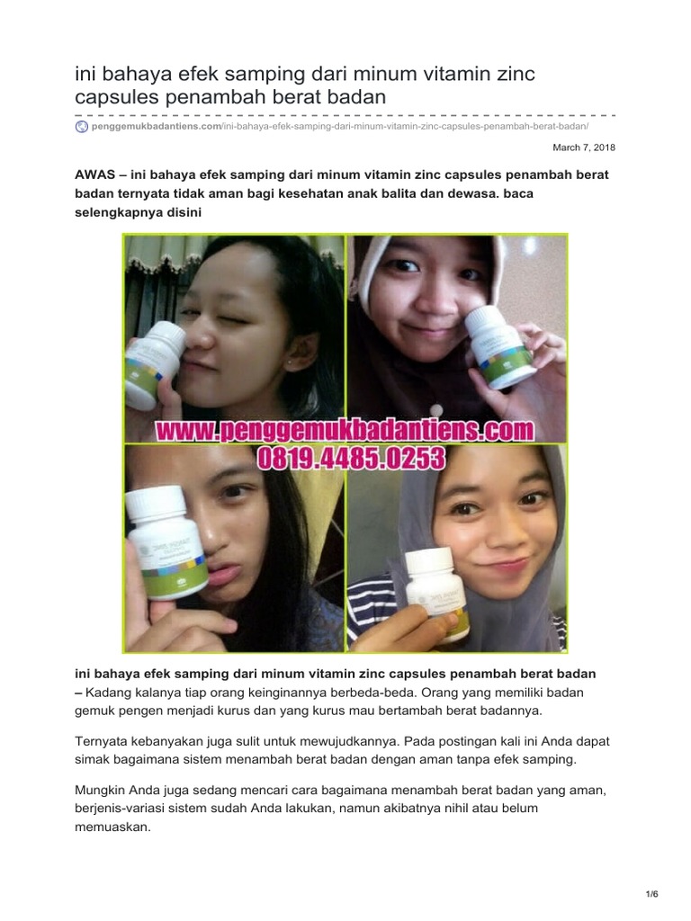Manfaat Dari Minum Vitamin Zinc Capsules Penambah Berat Badan