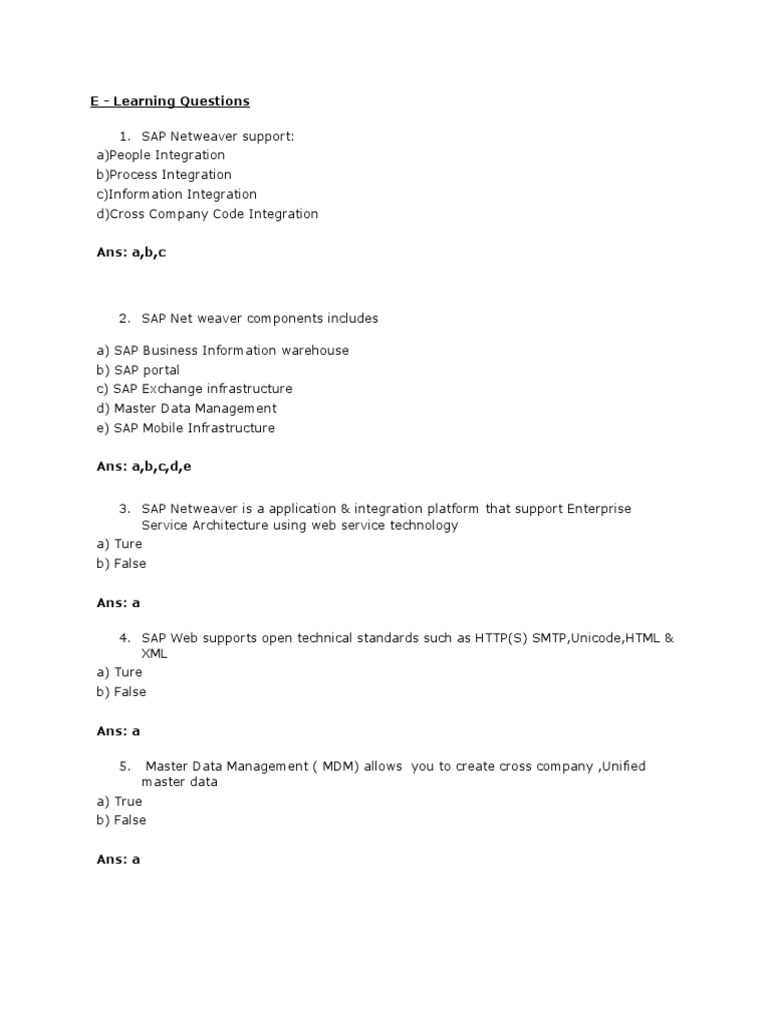 Elearining Questions | PDF | Sap Se | Invoice