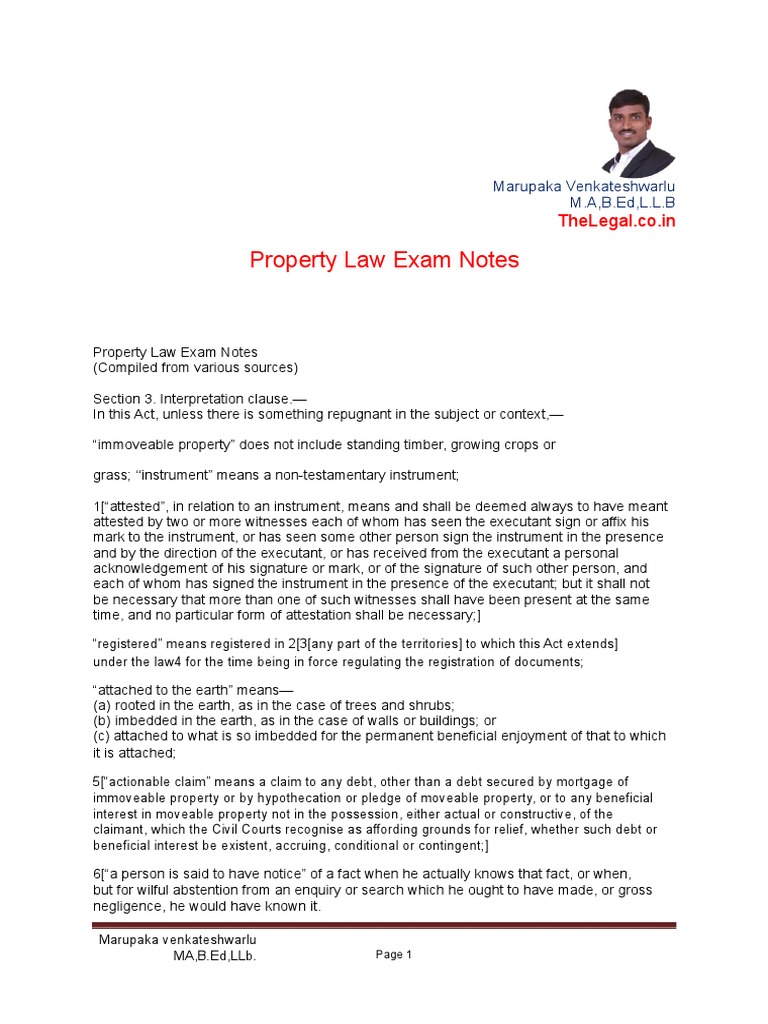 Property Law Exam Notes Thelegal Co.In PDF Law Of Agency Property