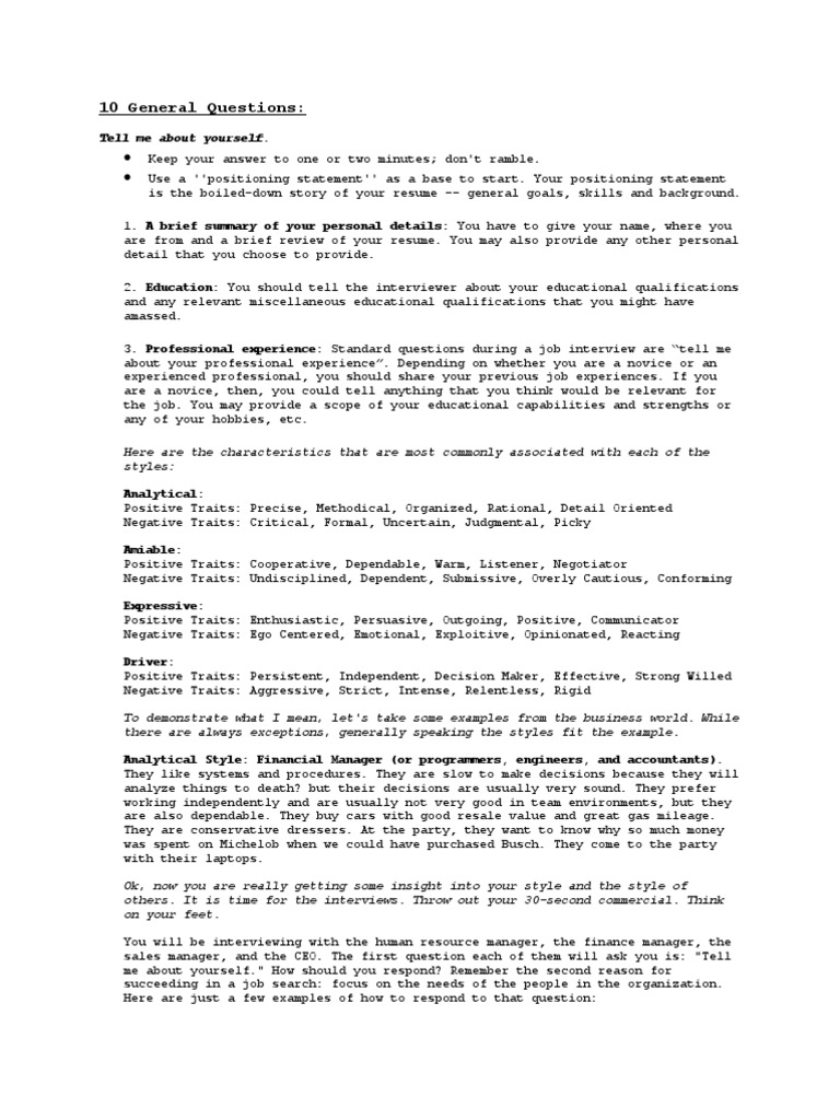 Job Interview Preparation Guide | PDF | Employment | Sales