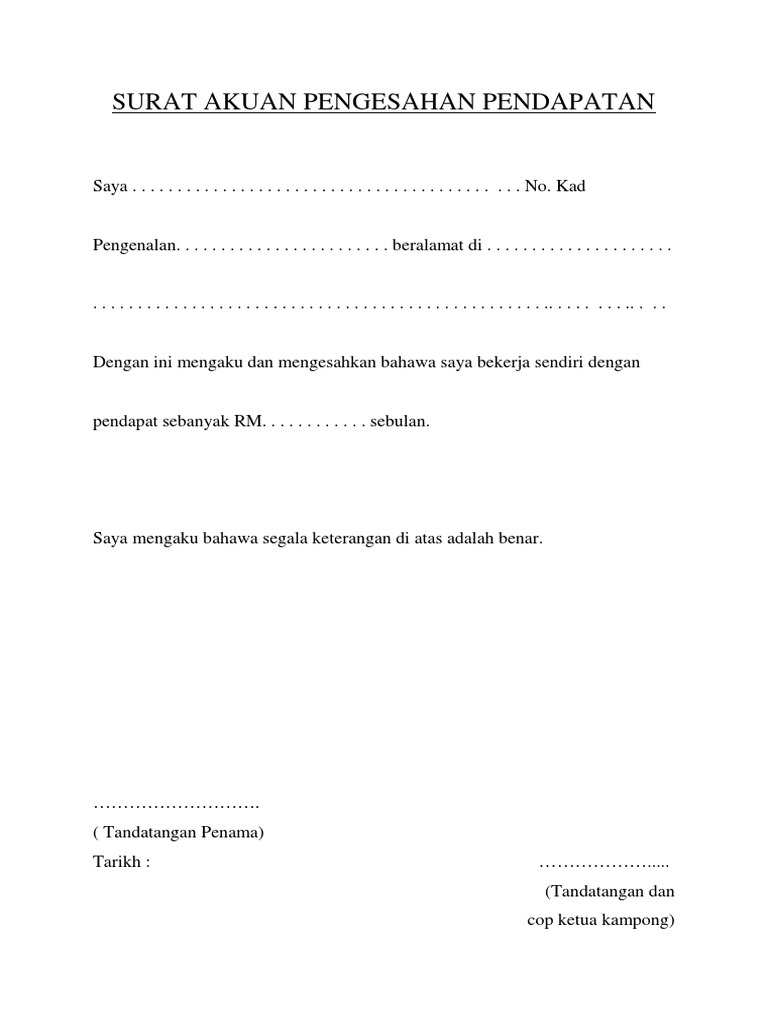 Surat Akuan Pengesahan Pendapatan