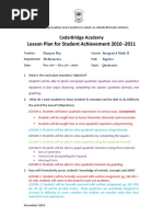 Quadratics Lesson Plan